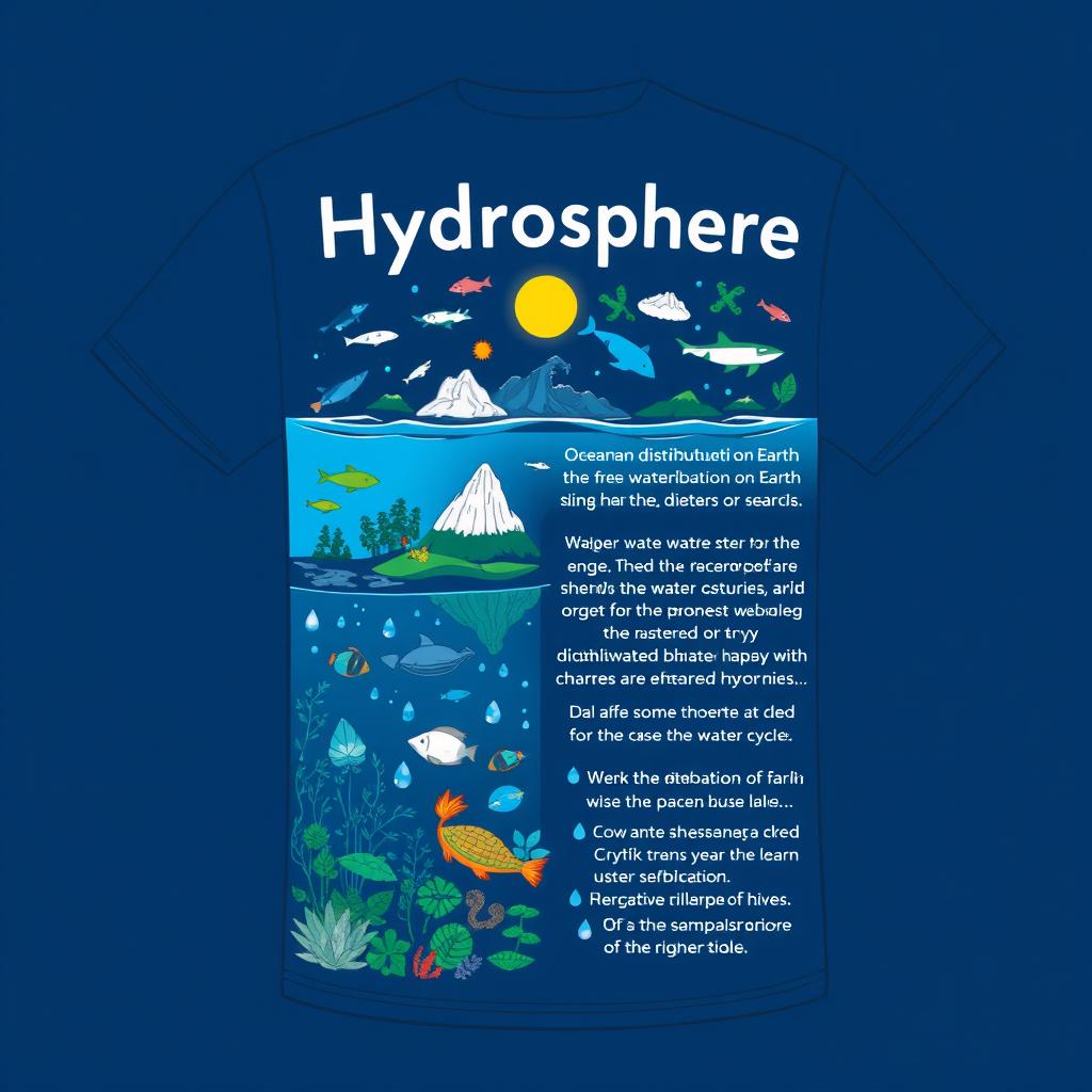 A visually appealing T-shirt design inspired by the theme of hydrosphere geography