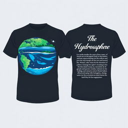 A t-shirt design focused on the theme of geography with an emphasis on the hydrosphere