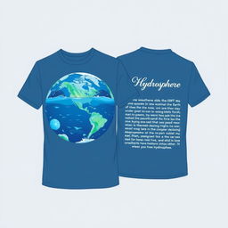 A t-shirt design focused on the theme of geography with an emphasis on the hydrosphere