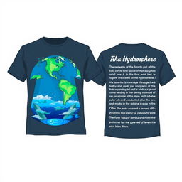 A t-shirt design focused on the theme of geography with an emphasis on the hydrosphere