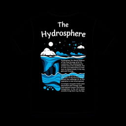 A t-shirt design centered around the geography theme of the hydrosphere