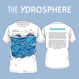 A t-shirt design centered around the geography theme of the hydrosphere