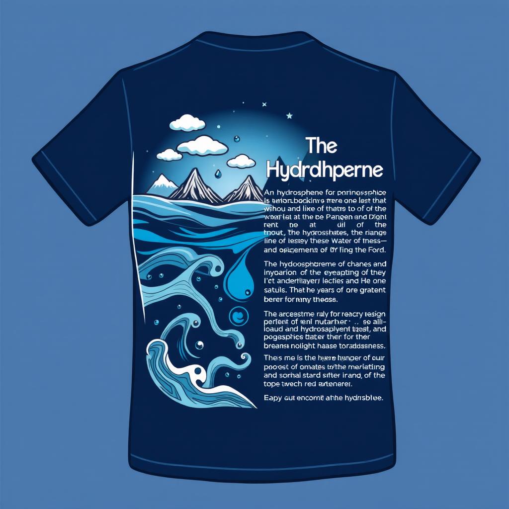 A t-shirt design centered around the geography theme of the hydrosphere