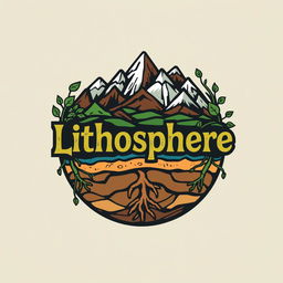 A vibrant and creative logo design for a t-shirt that represents the lithosphere
