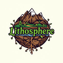 A vibrant and creative logo design for a t-shirt that represents the lithosphere
