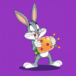 A playful illustration of Bugs Bunny, the iconic cartoon character, affectionately hugging a stylized molecular structure representing a cell membrane