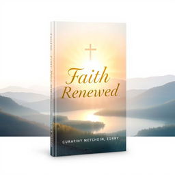 A beautifully designed book cover for a Christian book, featuring serene imagery of a sunrise breaking over a tranquil landscape, symbolizing hope and faith