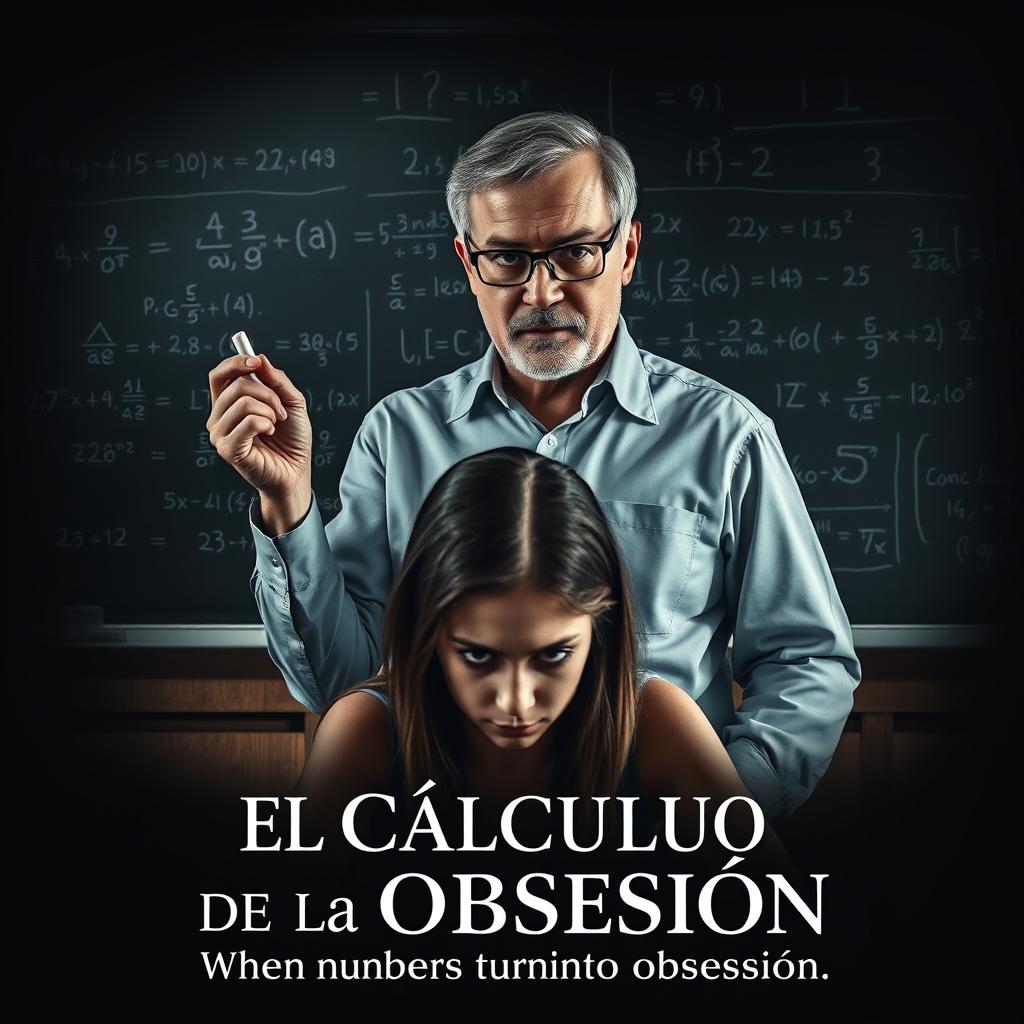 A compelling movie poster for a short film titled 'El Cálculo de la Obsesión'