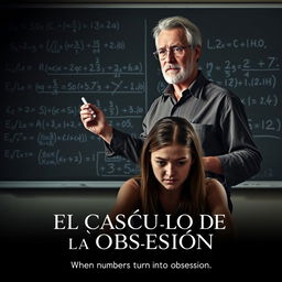 A compelling movie poster for a short film titled 'El Cálculo de la Obsesión'