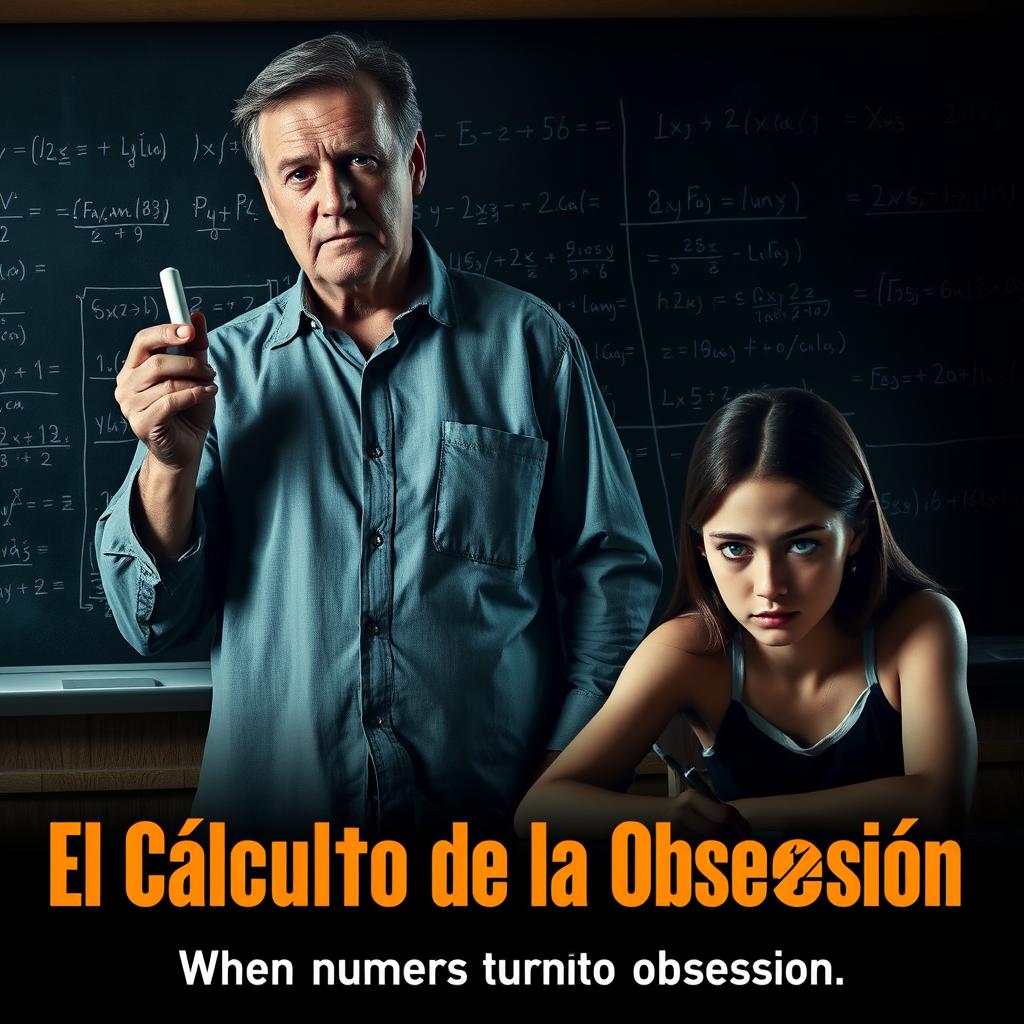 A compelling movie poster for a short film titled 'El Cálculo de la Obsesión'