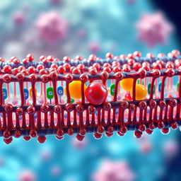 A highly detailed artistic representation of a cellular membrane, showcasing its intricate structure