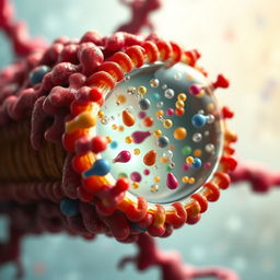 A highly detailed artistic representation of a cellular membrane, showcasing its intricate structure