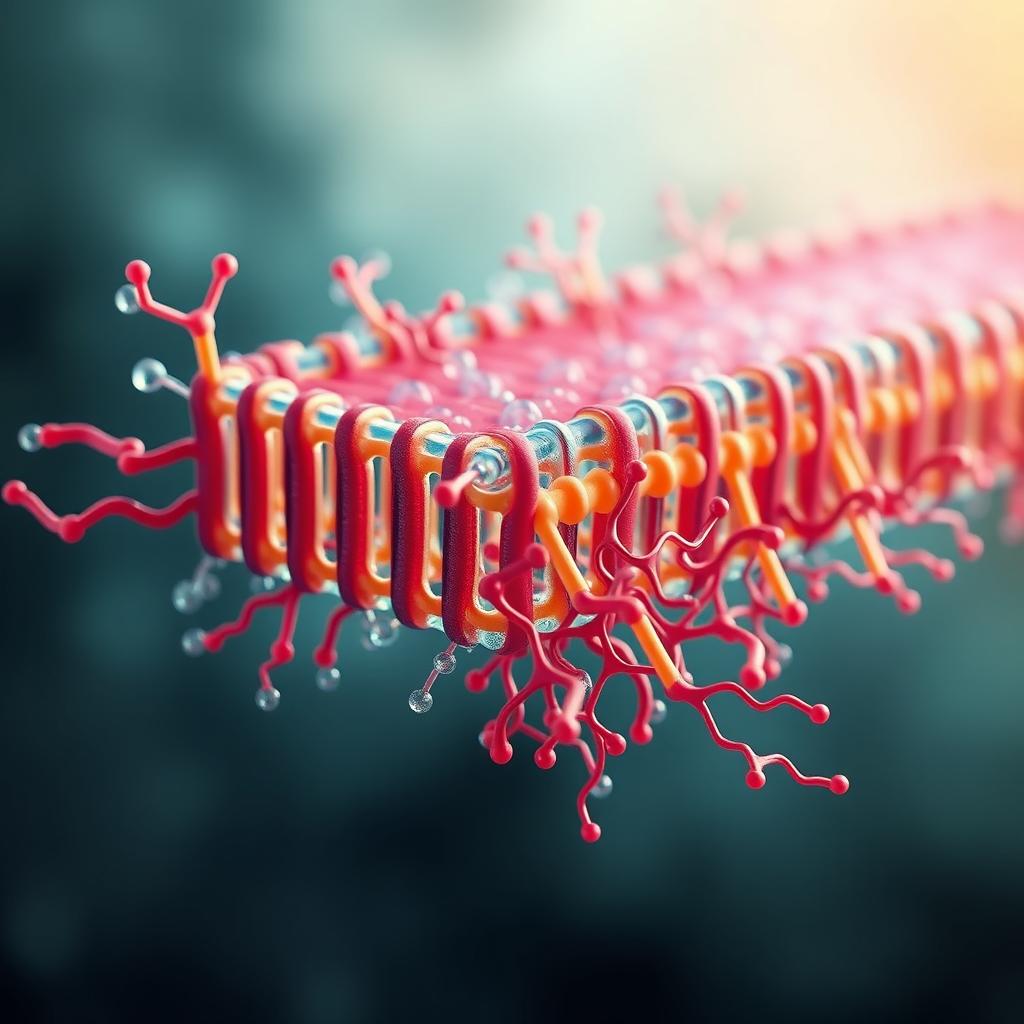 A visually stunning and highly detailed depiction of a cellular membrane