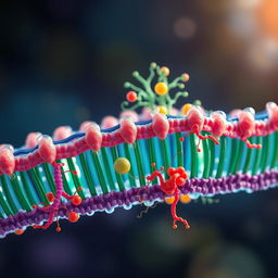 A visually stunning and highly detailed depiction of a cellular membrane