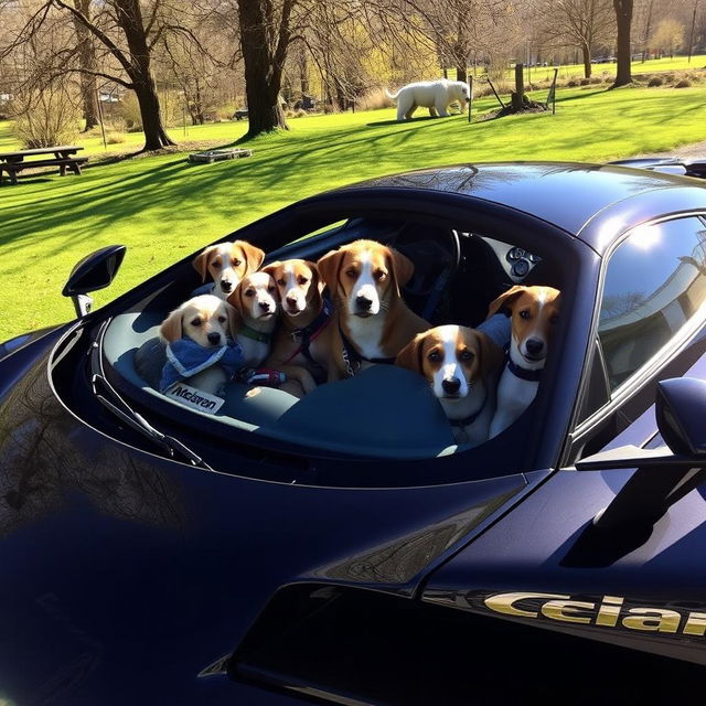 A stunning McLaren sports car, sleek and shiny, parked in a picturesque setting