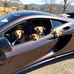 A stunning McLaren sports car, sleek and shiny, parked in a picturesque setting