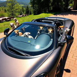 A stunning McLaren sports car, sleek and shiny, parked in a picturesque setting