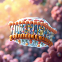 An animated depiction of a cellular membrane, showcasing its dynamic structure with lipid bilayer layers