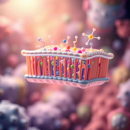 An animated depiction of a cellular membrane, showcasing its dynamic structure with lipid bilayer layers