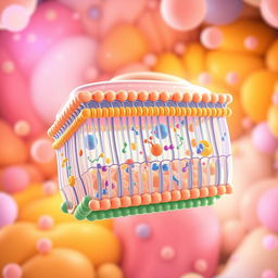 An animated depiction of a cellular membrane, showcasing its dynamic structure with lipid bilayer layers