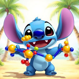 A whimsical cartoon character resembling a blue alien creature with large ears and big expressive eyes, inspired by Stitch from a popular animated movie