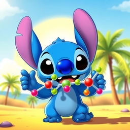 A whimsical cartoon character resembling a blue alien creature with large ears and big expressive eyes, inspired by Stitch from a popular animated movie