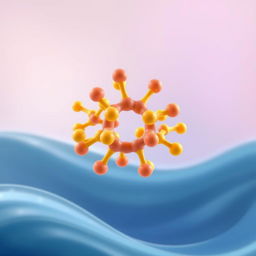 An animated depiction of a phospholipid molecule, showcasing its unique structure with hydrophilic heads and hydrophobic tails