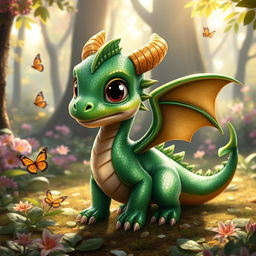 A charming juvenile dragon, characterized by its small size and playful demeanor