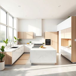 A modern kitchen design for 2024 featuring sleek cabinetry, state-of-the-art appliances, and a minimalist aesthetic