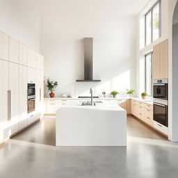 A modern kitchen design for 2024 featuring sleek cabinetry, state-of-the-art appliances, and a minimalist aesthetic