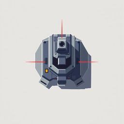 A top-down view of a laser turret designed in minimalistic pixel art style