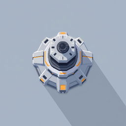 A top-down view of a laser turret designed in minimalistic pixel art style