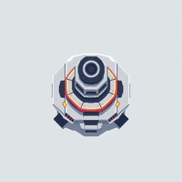 A top-down view of a laser turret designed in minimalistic pixel art style