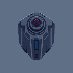 A top-down view of a laser turret designed in minimalistic pixel art style