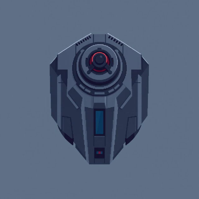 A top-down view of a laser turret designed in minimalistic pixel art style