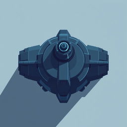 A top-down view of a laser turret designed in minimalistic pixel art style