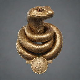 A robust and dynamic snake depicted as an athlete, it's scales glossed with sports emblem tattoos, a sweatband around its 'head', and draped in a miniature gold medal.