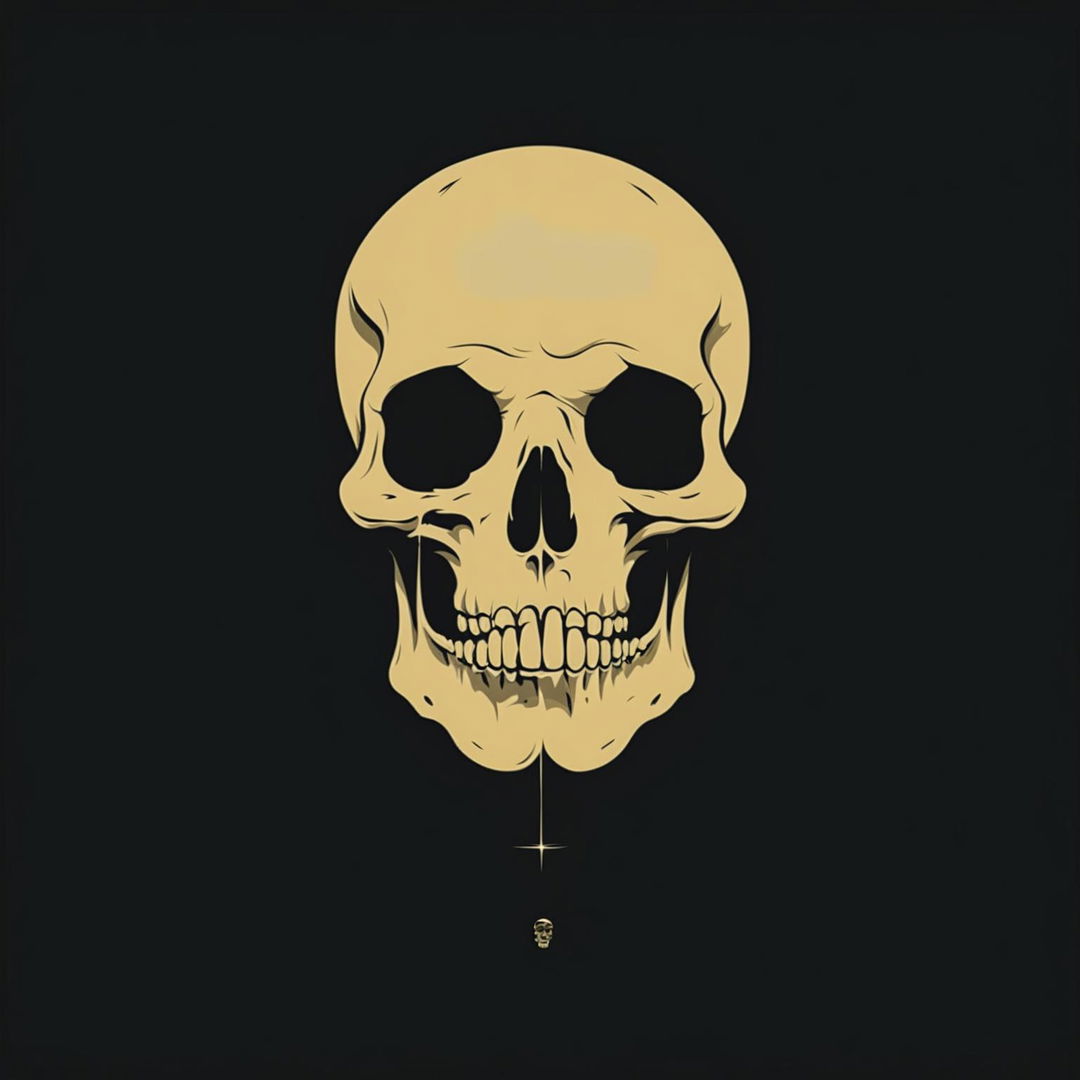 Minimalist metal album cover featuring a stark monochromatic skull against a matte black background with band's name and album title in simple white font.