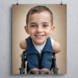 Create a captivating and inspirational poster featuring a portrait of a person with a physical disability. The poster should emphasize their bravery, resilience, and individual character.