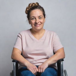 Generate an empowering poster featuring a portrait of a person with a physical disability. The image should promote strength, resilience and individuality.