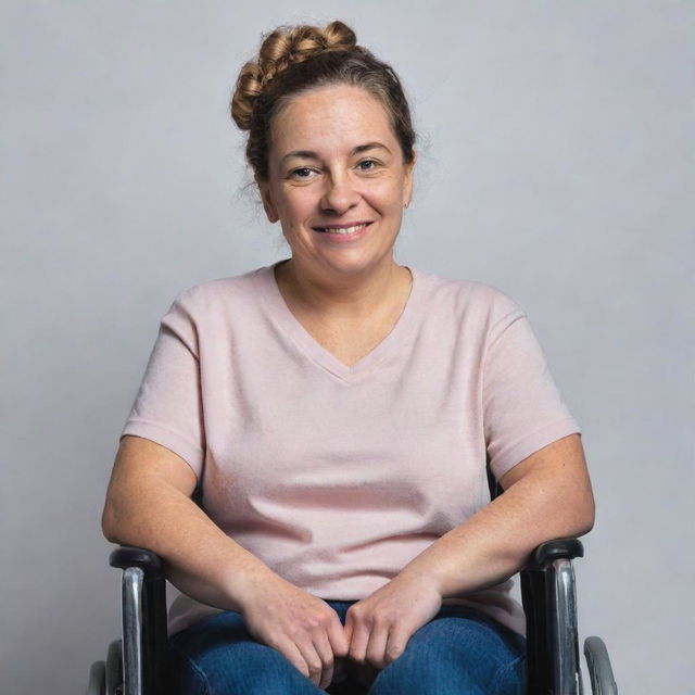 Generate an empowering poster featuring a portrait of a person with a physical disability. The image should promote strength, resilience and individuality.