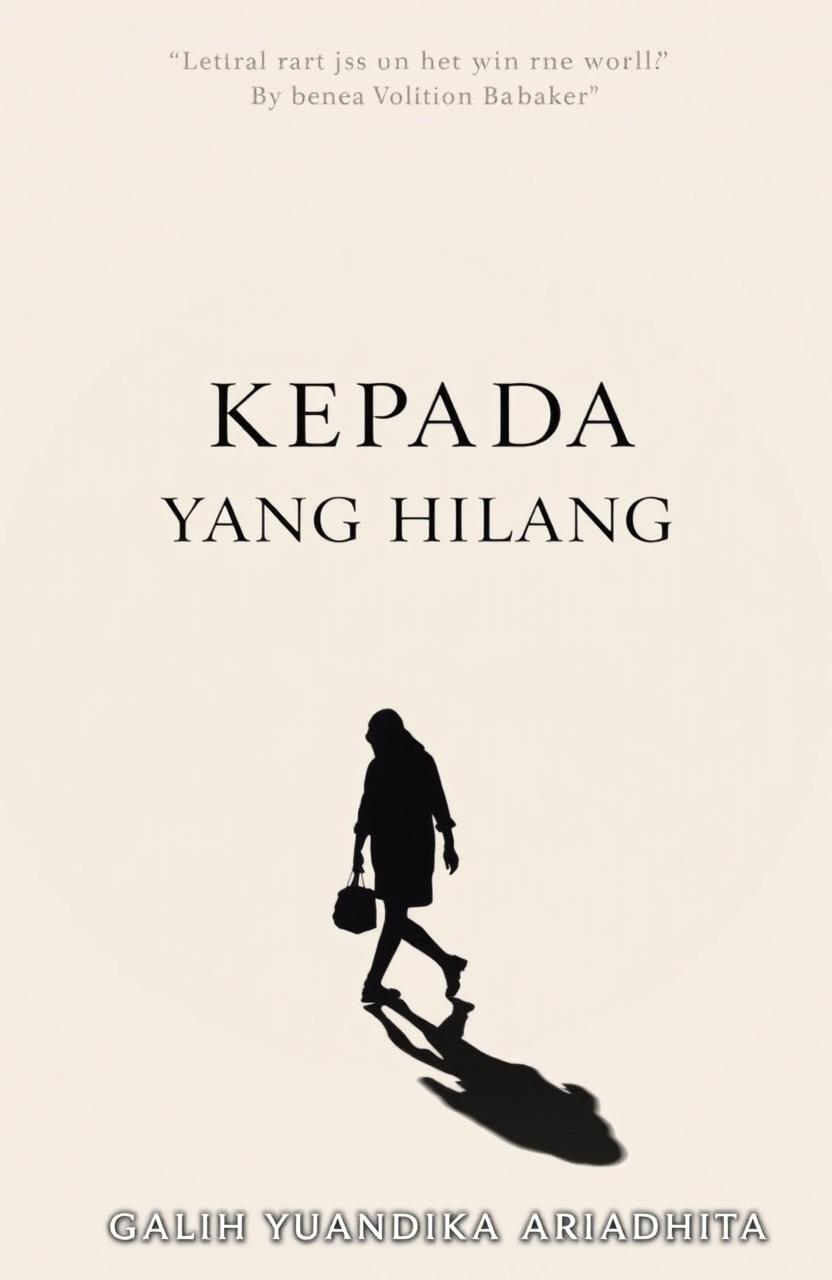 A classic and minimalist book cover for a novel titled 'KEPADA YANG HILANG'