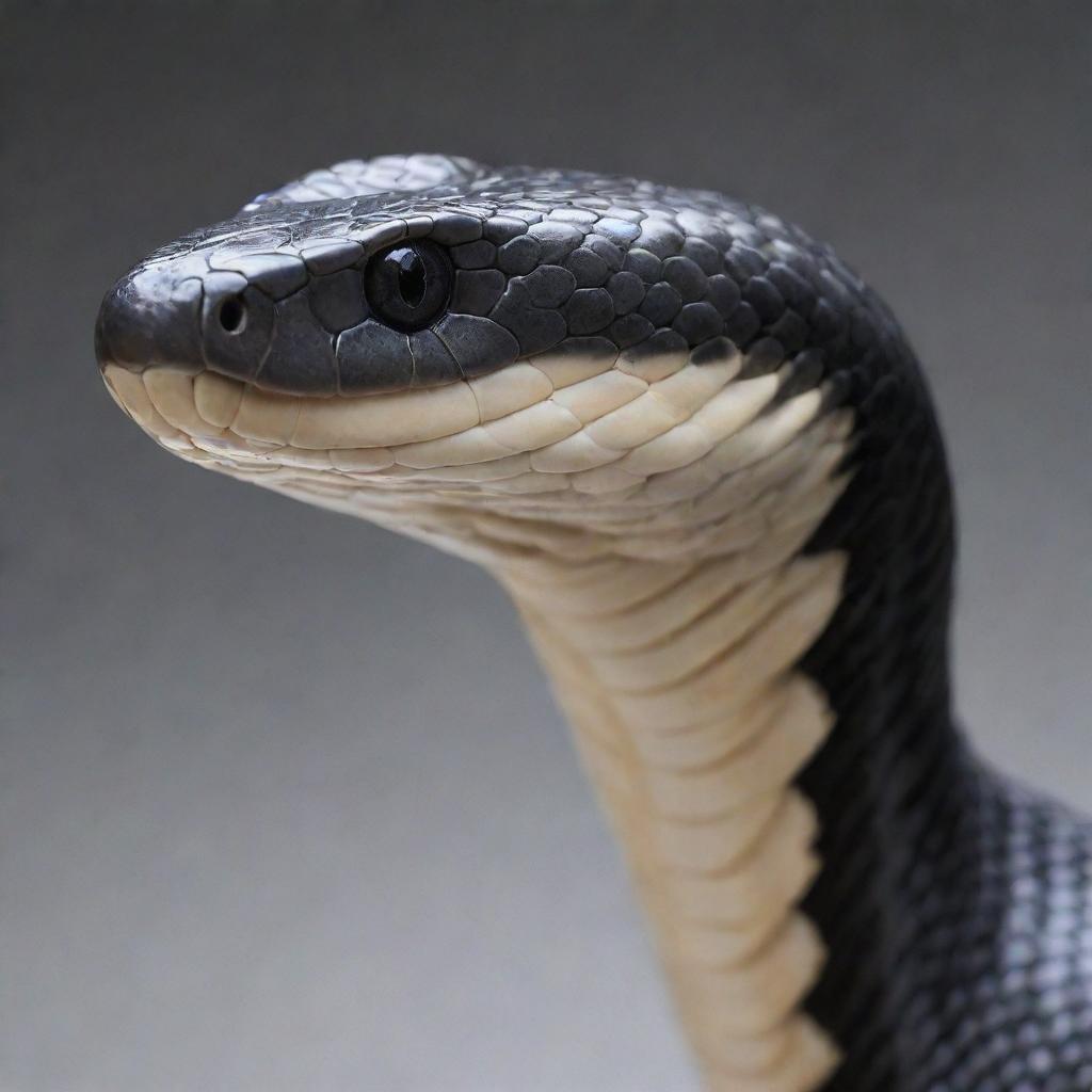 A sleek, athletic snake wearing a sweatband on its 'head', its scales glistening as it swiftly moves, exuding a sense of dynamism and determination.