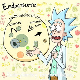 Rick from "Rick and Morty" enthusiastically explaining endocytosis and exocytosis