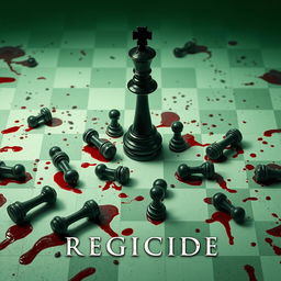 The movie poster for 'REGICIDE' features a chessboard in disturbing shades of green and white, as if from another world