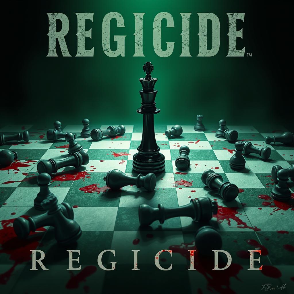 The movie poster for 'REGICIDE' features a chessboard in disturbing shades of green and white, as if from another world