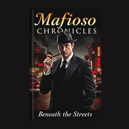 A captivating book cover design featuring a classic mafioso theme