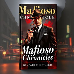 A captivating book cover design featuring a classic mafioso theme