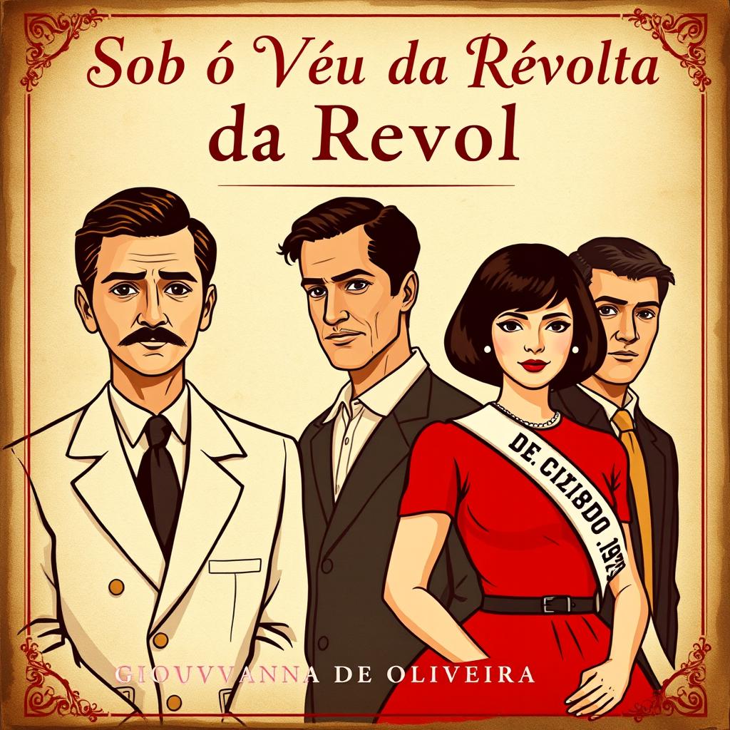 A vintage book cover design featuring the characters Josébel, Jairo, Inácio, and the protagonist Cecília