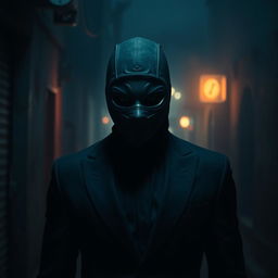 An intriguing image of a masked stalker character, emphasizing mystery and allure